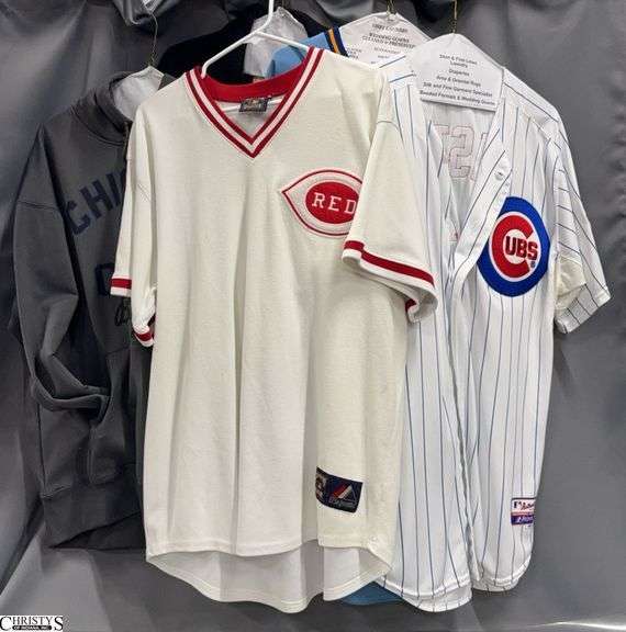 5pcs MLB Baseball Jerseys, Coat, Hoodie - Chicago Cubs, Cincinnati Reds and Others - Marked Size L and XL image