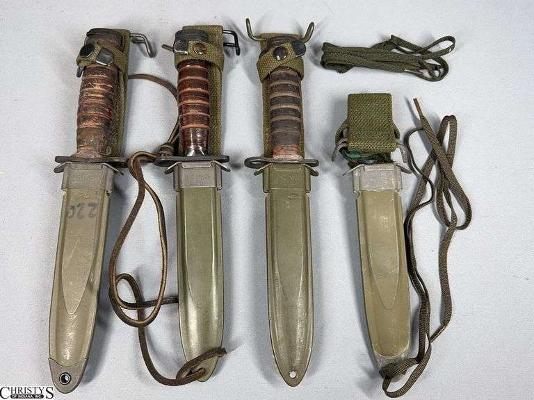 3 US Bayonets with M8A1 Scabbards Blades Approx. 6 1/2" Length and an Extra Scabbard Marked M8A1 image