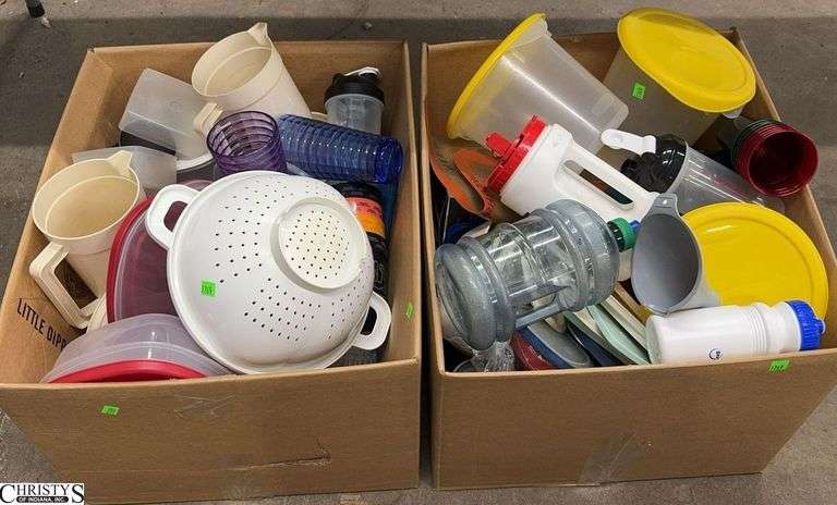 Tupperware and Other Plastic Food Serving and Storage Items, Water Bottles, Shaker Cups, Funnels, Strainers image