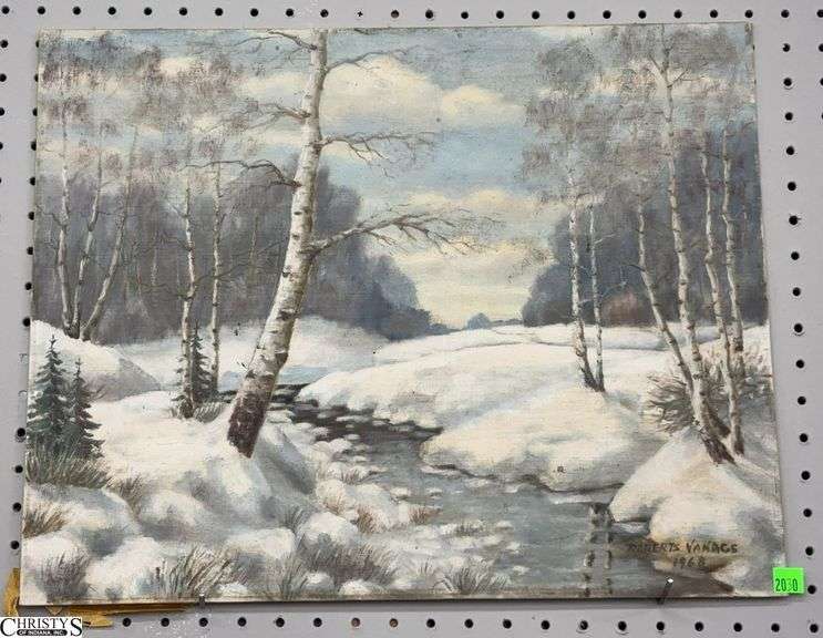 Signed Roberts Vanags 1968 Oil on Board - 20" x 16" image