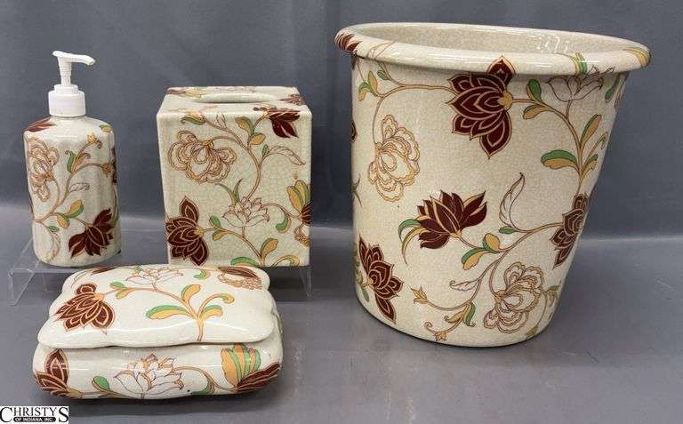 4pcs Amita Decorative Bathroom Accesories - 10" of waste can image