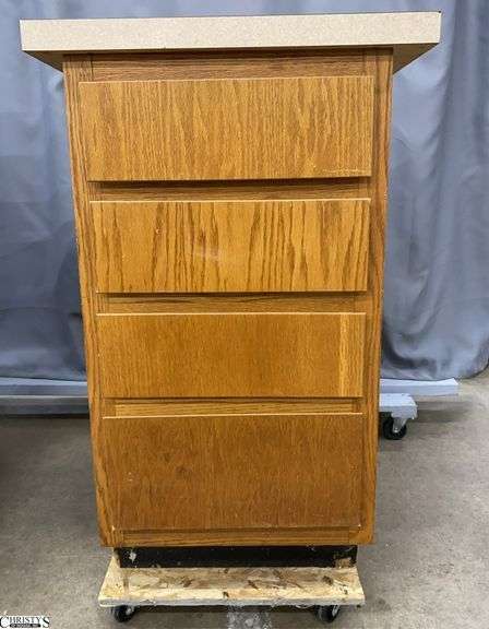Rolling 4 Drawer Garage Cabinet With Misc Hardware and Hand Tools 22x25x39" image