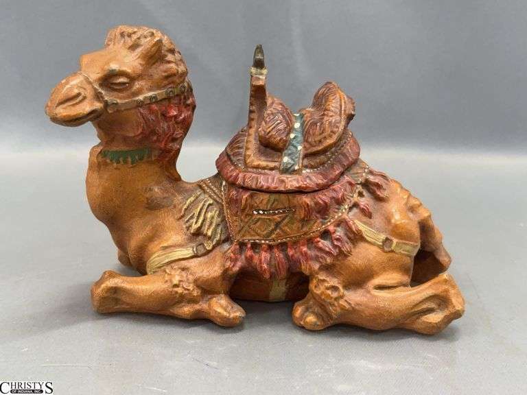 Cold Painted Spelter Camel Inkwell - 5.5" x 4" image