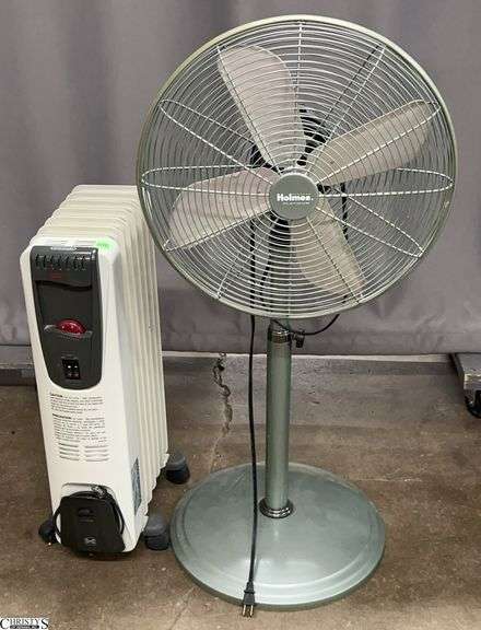 2pcs Delonghi Electric Heater, Holmes Floor Fan 17" Fan Adjustable Height image