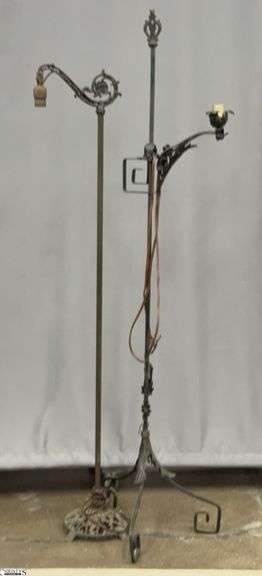 2 Ornate Metal Floor Lamps - 63" of tallest - some wear image