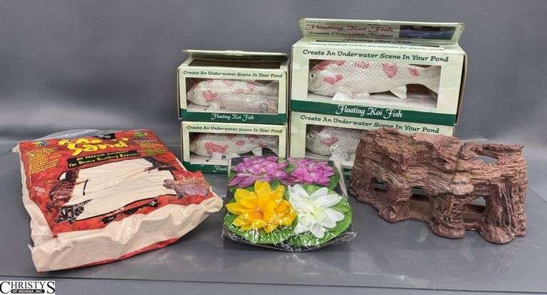 Artificial Water Garden Koi Fish, Water Lilies - 9" of largest image