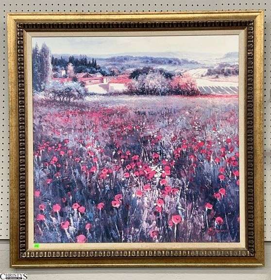Gold Framed Painting on Board, Overall Measures 41x41" image