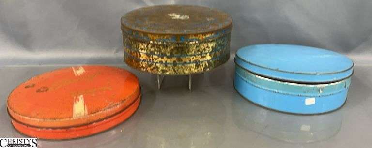 3 Tins Assorted Buttons - 10" of largest tin image