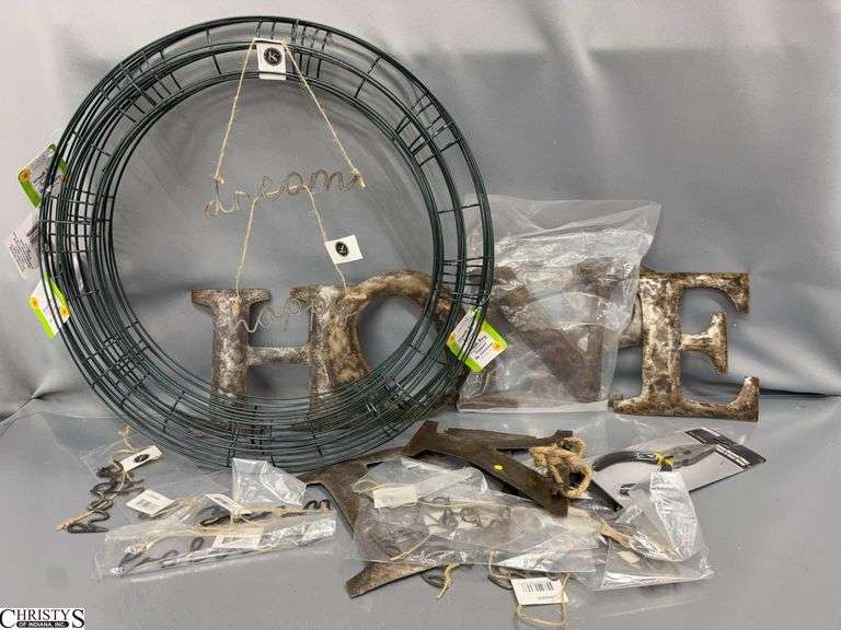 Rustic Farmhouse Letters and Galvanized Words, 18” Wreath Rings image