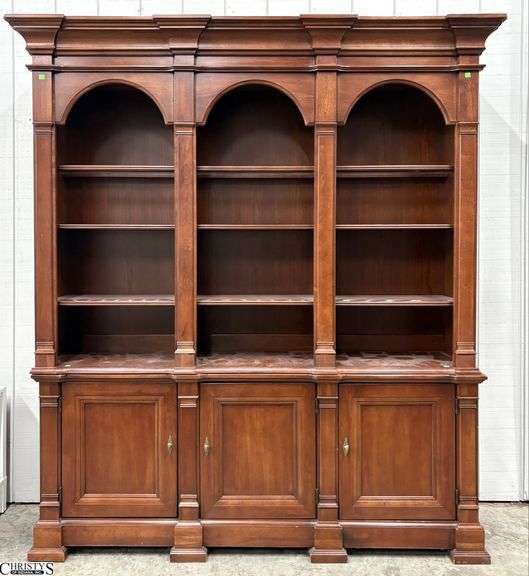 Hooker Furniture Illuminated Bookcase Hutch - 2pcs - 75" x 17.5" x 83" - some wear, chipping image