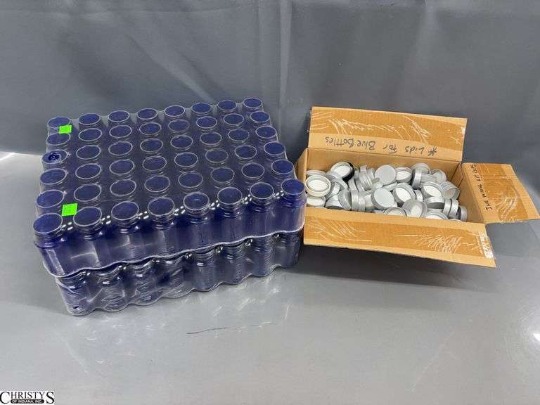 96 3.5" Blue Glass Jar - with lids image