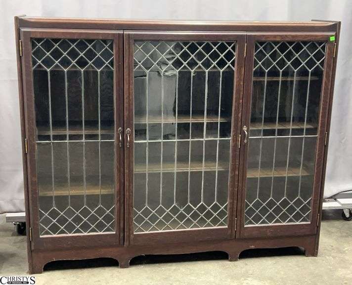 3 Door Cabinet with Lead Glass Inserts 60x12x49 image