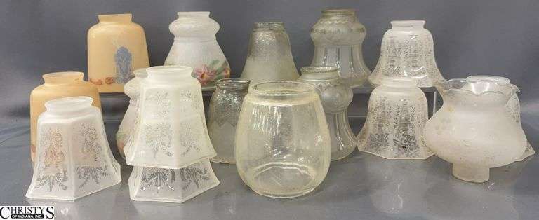 16 Glass Light Fixture Shades - 4" x 5" of largest image