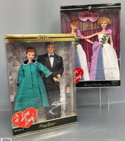 2 Mattel Anniversary Timeless Treasures, and Lucy and Ethel Buy The Same Dress Barbie Collector 2 Packs image