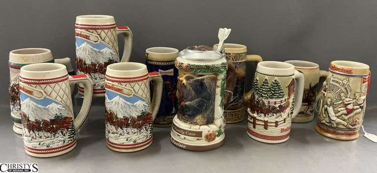 10 Anheuser Busch Budweiser Steins - 8" of tallest image