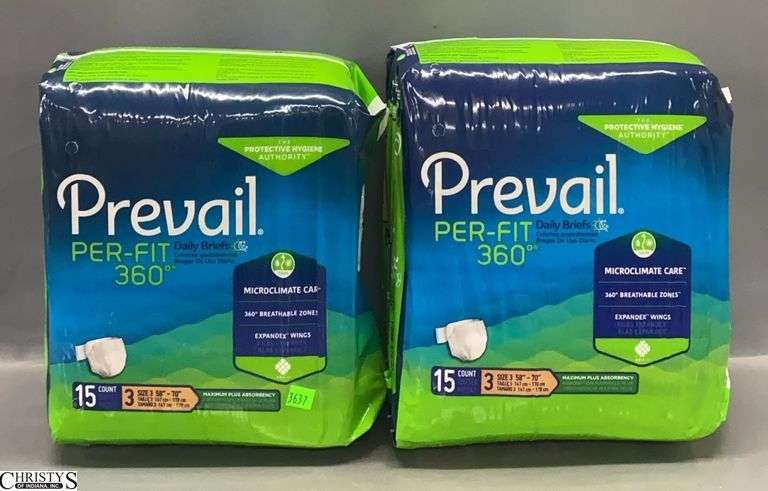 2 Packs of Prevail Per Fit 360 Disposable Undergarments 15ct Size 3s image