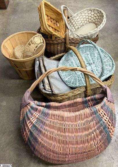 Assorted Baskets, Punched Tin Inserts - 18" x 17" approx of largest image