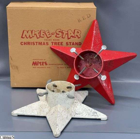 2 Vintage Mitee - Star Christmas Tree Stands - 13" of each - some finish wear image