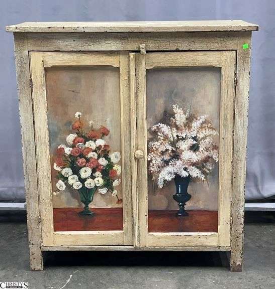Painted 2 Door Cabinet 40x16.5x43.5 image