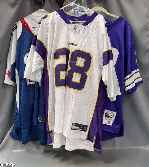 5 Minnesota Vikings Football Jerseys and Jersey Sweater - Marked L, XL, size 50 image