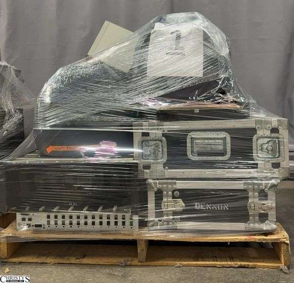 Pallet with Commercial Electronics, Speakers, Some Tagged Not Working image