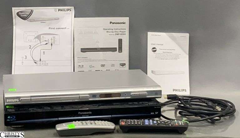 Philips DVD & Panasonic Blu Ray DVD Players w/ remotes image