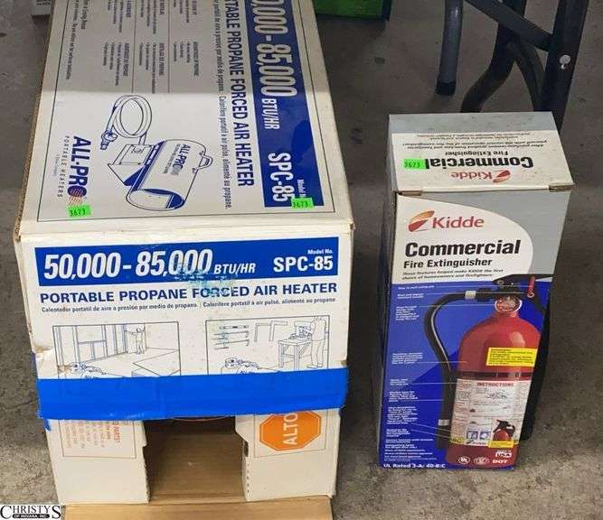 Portable Propane Forced Air Heater, and Kidde Commercial Fire Extinguisher image