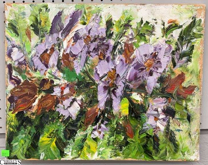 Impasto Style Floral Oil on Canvas Painting - 20" x 16" image
