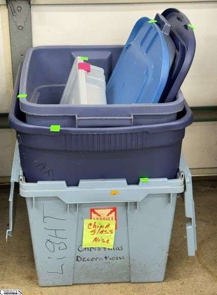 3 Empty Storage Totes, Assorted Lids - 15" x 12" of largest image