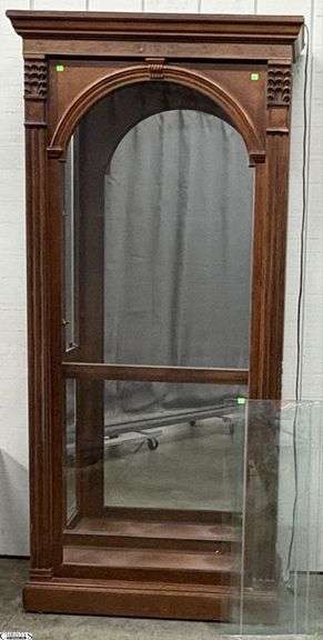 Pulaski Illuminated Furniture Curio Side Entry Cabinet - 37" x 15" x 80" - some wear, chipping interior piece image