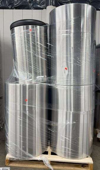 Stainless Trash Cans 36" Tallest, Wood Skid Included image