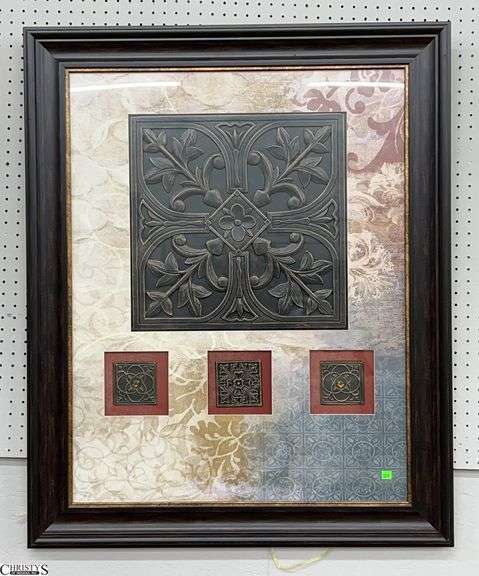Framed Wall Art with Decorative Metal Inserts 36x43" image