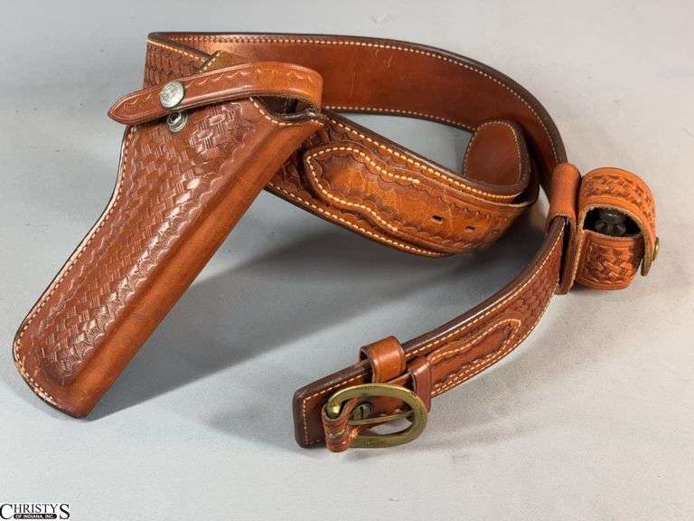 Gun Belt with Matching Holster- Bianchi #B3 34.  Holster Marked Bianchi #10L image