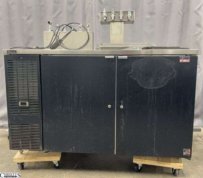 Perlick Double Door Commercial Beverage Dispenser, 2 Dollies, As Is Untested 60x25x48" image