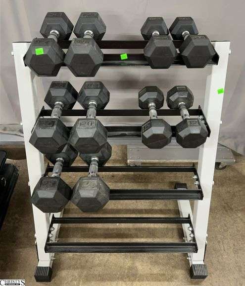 Dumbbell Rack 29x19x36 With 5 Pairs Of Dumbbells 10-25LBS image