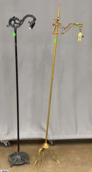 2 Metal Floor Lamps - 58" of tallest, some wear image