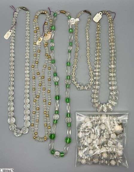 Clear and Color Crystal Beaded Necklaces, Rondelle, Bicones, Coin and Other Cuts, One is Bagged and Needs Restrung image