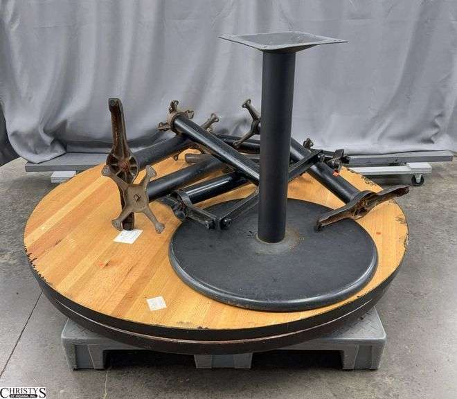 Dining Tables On Skid, Extra Tops Largest 60" Across, Legs, Skid Is NOT Included image