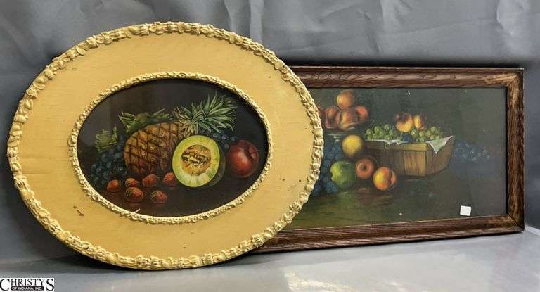 2 Framed Fruit Still Life Prints - 22" x 12" of largest image