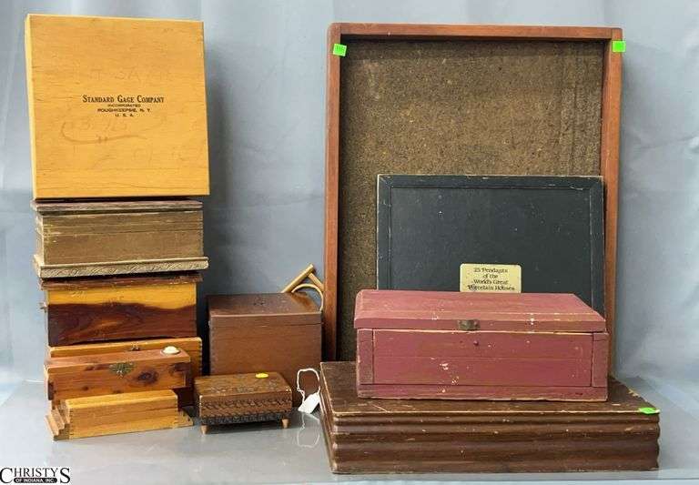 Assorted Wooden Boxes, Wooden Cases - Some wear/damage - 24" x 19" of largest image