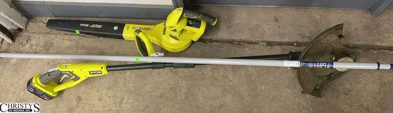 Ryobi 18v Edger, and Hybrid Leaf Blower, Telescoping Pole image