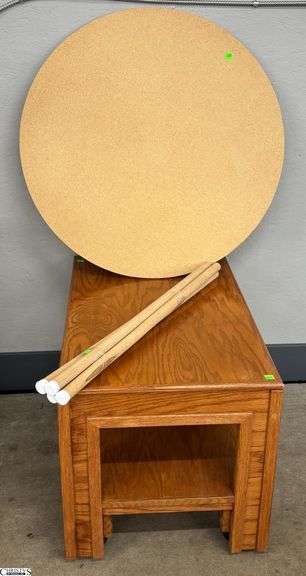 Round Decorator Table and Handmade Table on Casters - 19" x 31" x 18" of largest image