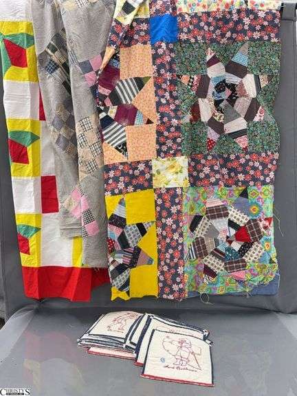 Handmade Quilt Squares, 3 Quilt Tops - 76" x 62.5" of largest image