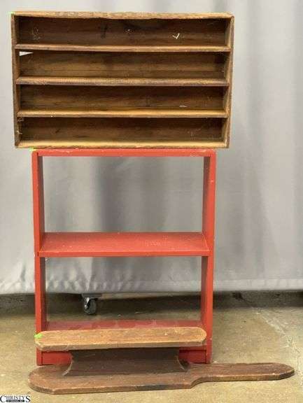 Cottonlene Divided Crate Part, Red Shelf, Wooden Ironing Accessory - 24" x 9" x 30" of shelf image