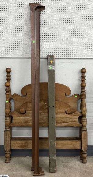 Wooden Twin Bed Frame - 40" x 46" of headboard - shows wear throughout - image