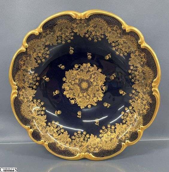 Lindner German Porzellan Echt Cobalt Gilt Decorated Charger - 13" D image