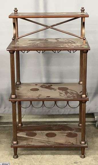 3 Shelf Wood With Accent Metal Legs Bar Rack 24x16x45" image