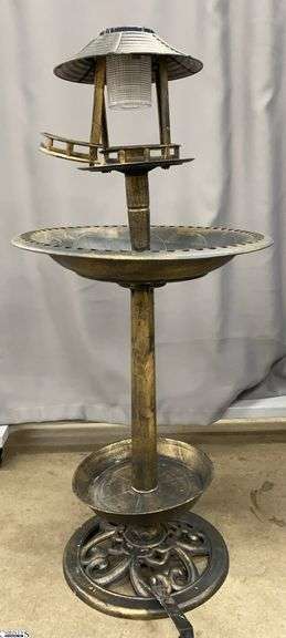 Solar Bird Bath, Has Wear 43" image