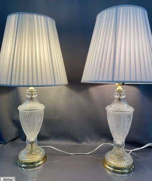 Pair of Crystal and Brass Style Lamps, 31" image