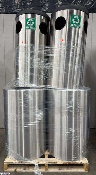 Stainless Trash Cans 36" Tallest, Wood Skid Included image